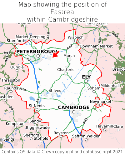 Map showing location of Eastrea within Cambridgeshire