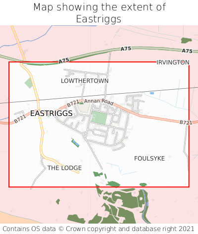 Map showing extent of Eastriggs as bounding box