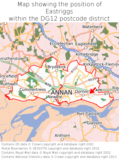 Map showing location of Eastriggs within DG12