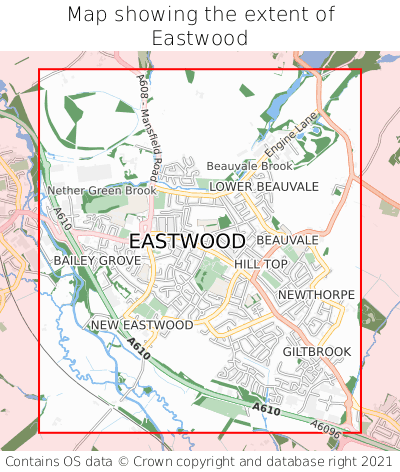 Map showing extent of Eastwood as bounding box