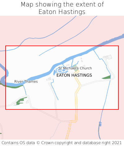 Map showing extent of Eaton Hastings as bounding box