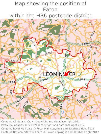 Map showing location of Eaton within HR6