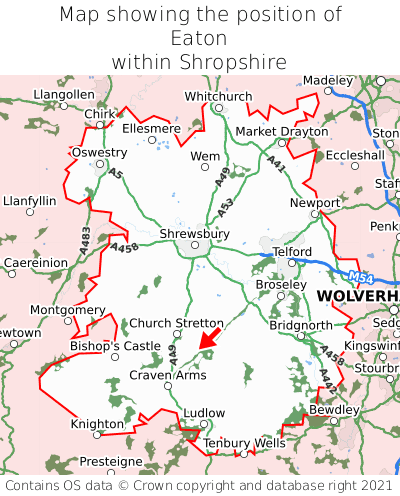 Map showing location of Eaton within Shropshire