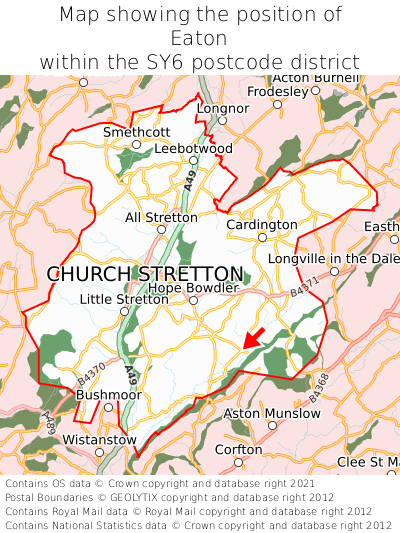 Map showing location of Eaton within SY6