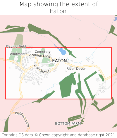 Map showing extent of Eaton as bounding box