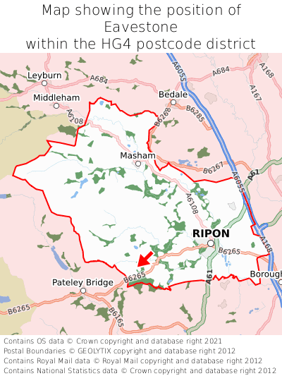 Map showing location of Eavestone within HG4