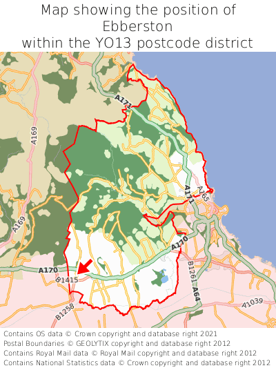 Map showing location of Ebberston within YO13