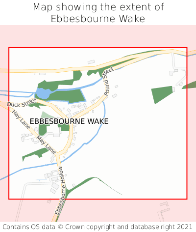 Map showing extent of Ebbesbourne Wake as bounding box