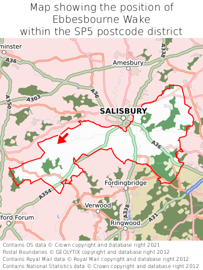 Map showing location of Ebbesbourne Wake within SP5