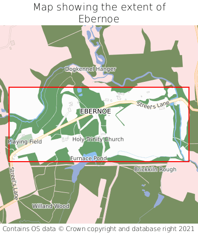 Map showing extent of Ebernoe as bounding box