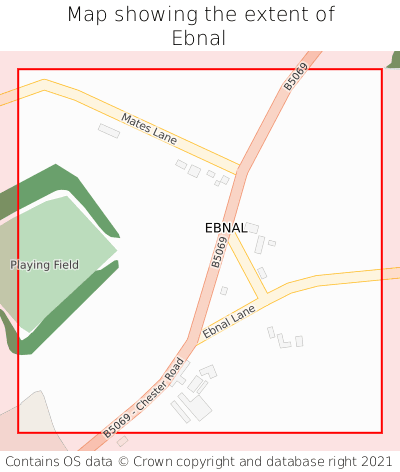 Map showing extent of Ebnal as bounding box