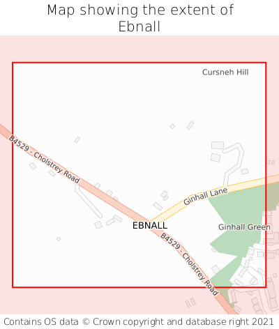 Map showing extent of Ebnall as bounding box