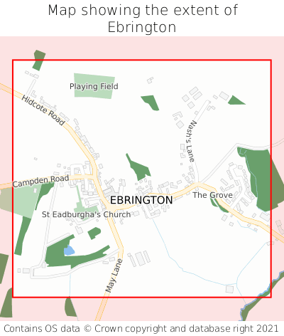 Map showing extent of Ebrington as bounding box