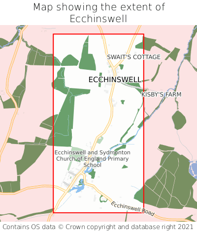 Map showing extent of Ecchinswell as bounding box