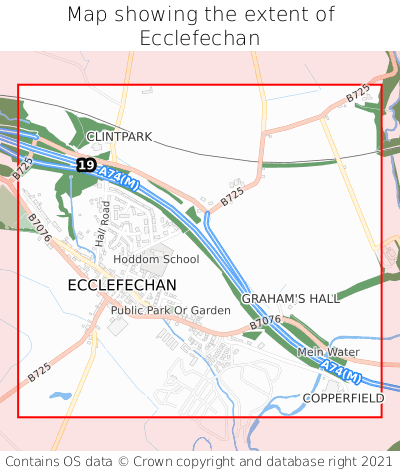 Map showing extent of Ecclefechan as bounding box