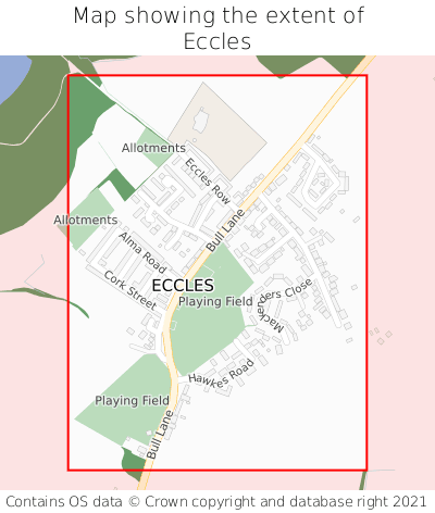 Map showing extent of Eccles as bounding box