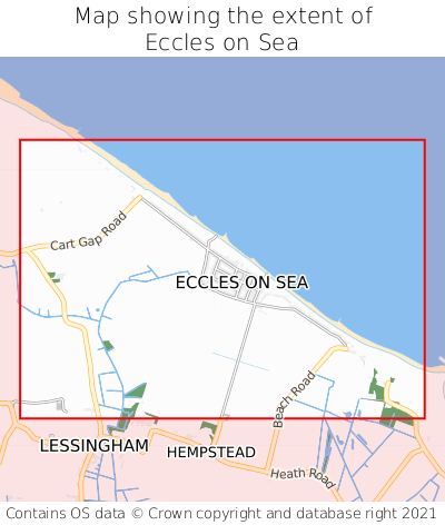 Map showing extent of Eccles on Sea as bounding box