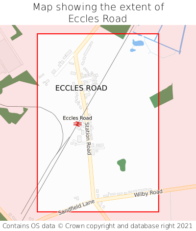 Map showing extent of Eccles Road as bounding box