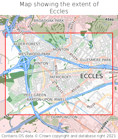 Map showing extent of Eccles as bounding box