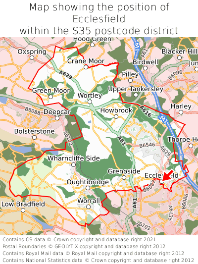 Map showing location of Ecclesfield within S35