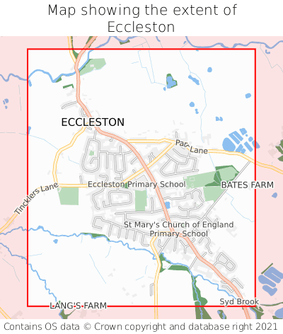 Map showing extent of Eccleston as bounding box