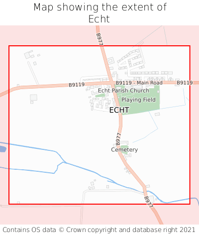 Map showing extent of Echt as bounding box