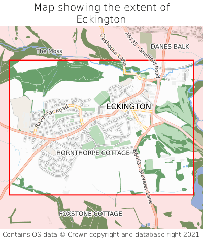 Map showing extent of Eckington as bounding box
