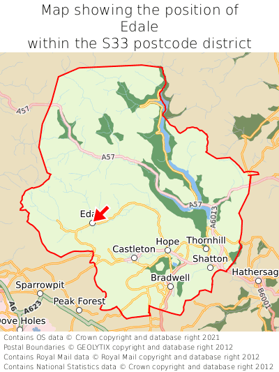 Map showing location of Edale within S33