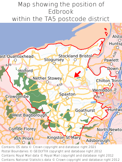 Map showing location of Edbrook within TA5