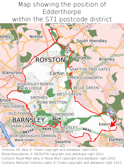 Map showing location of Edderthorpe within S71