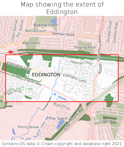 Map showing extent of Eddington as bounding box