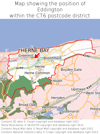 Map showing location of Eddington within CT6