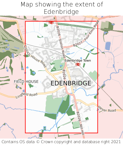 Map showing extent of Edenbridge as bounding box