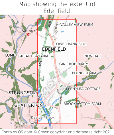 Map showing extent of Edenfield as bounding box