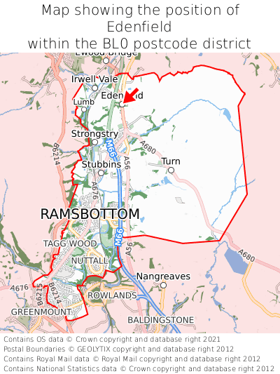 Map showing location of Edenfield within BL0