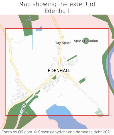 Map showing extent of Edenhall as bounding box