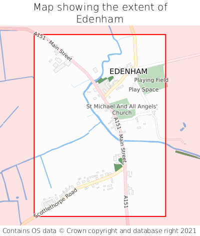 Map showing extent of Edenham as bounding box
