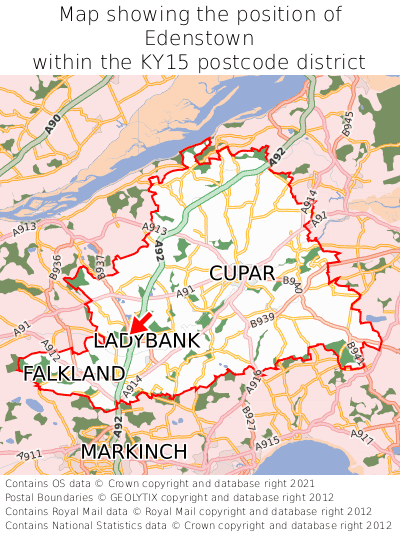 Map showing location of Edenstown within KY15