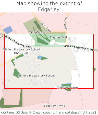 Map showing extent of Edgarley as bounding box