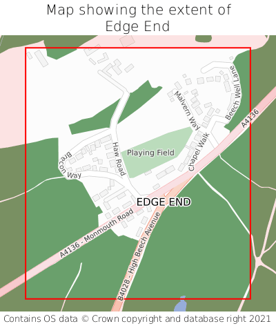 Map showing extent of Edge End as bounding box