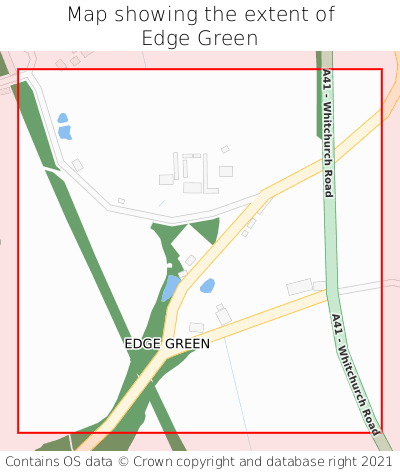 Map showing extent of Edge Green as bounding box