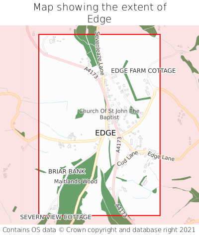 Map showing extent of Edge as bounding box