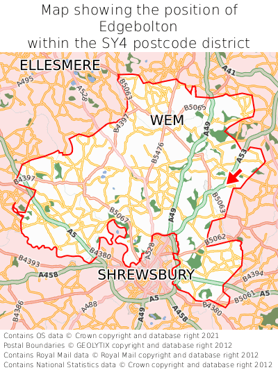 Map showing location of Edgebolton within SY4