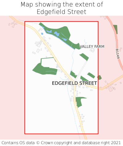 Map showing extent of Edgefield Street as bounding box