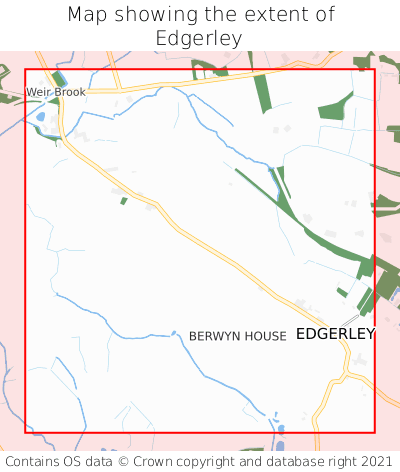 Map showing extent of Edgerley as bounding box