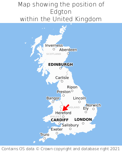 Map showing location of Edgton within the UK