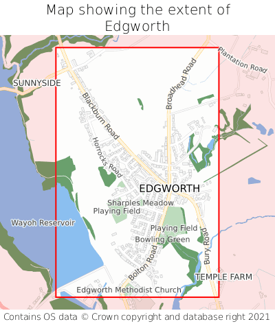 Map showing extent of Edgworth as bounding box