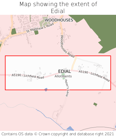 Map showing extent of Edial as bounding box