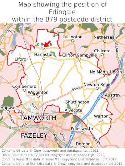 Map showing location of Edingale within B79