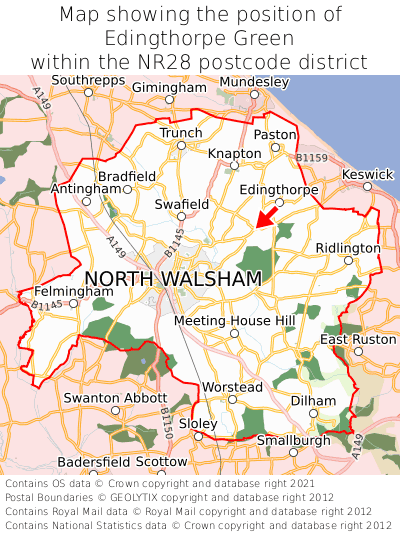Map showing location of Edingthorpe Green within NR28